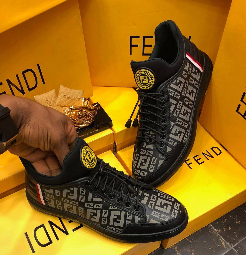 FENDI Men's Hi-Top Black Sneakers 