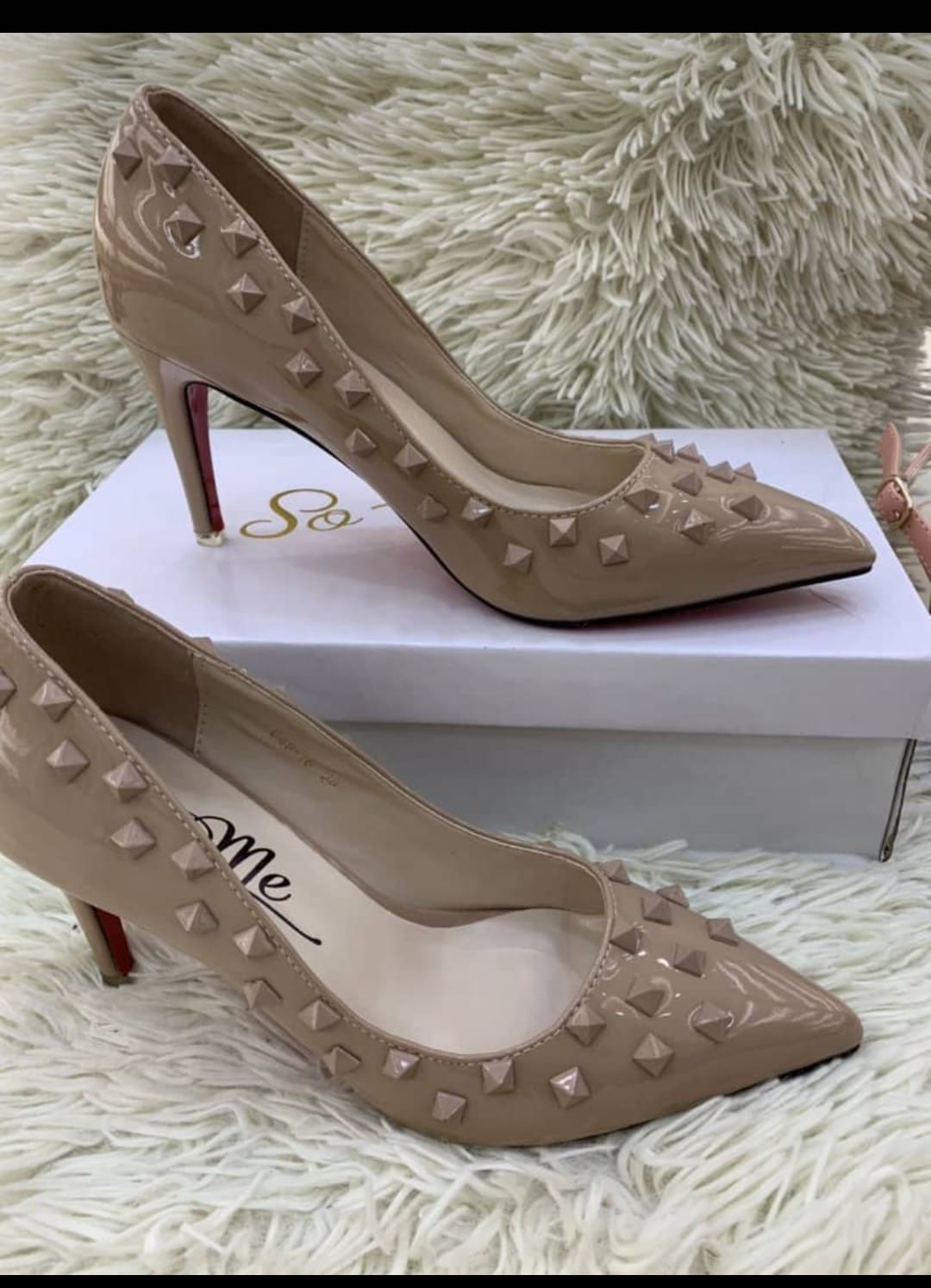 Heels with studs on sale brand