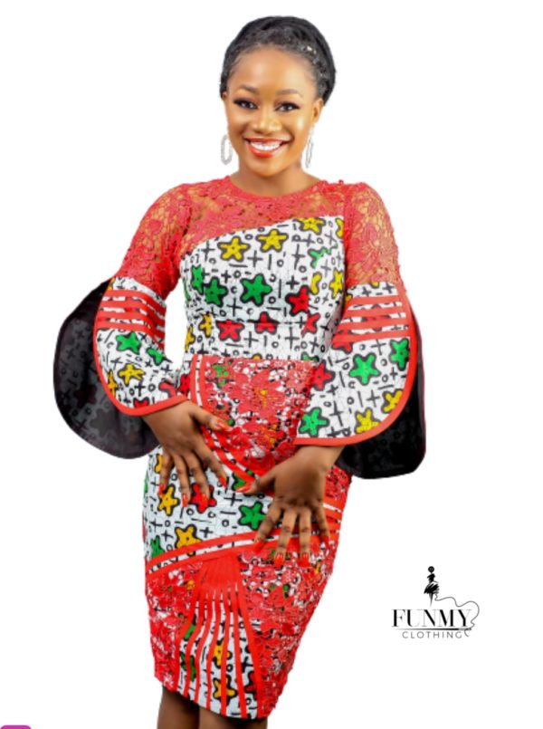 Ankara gown outlet mixed with lace