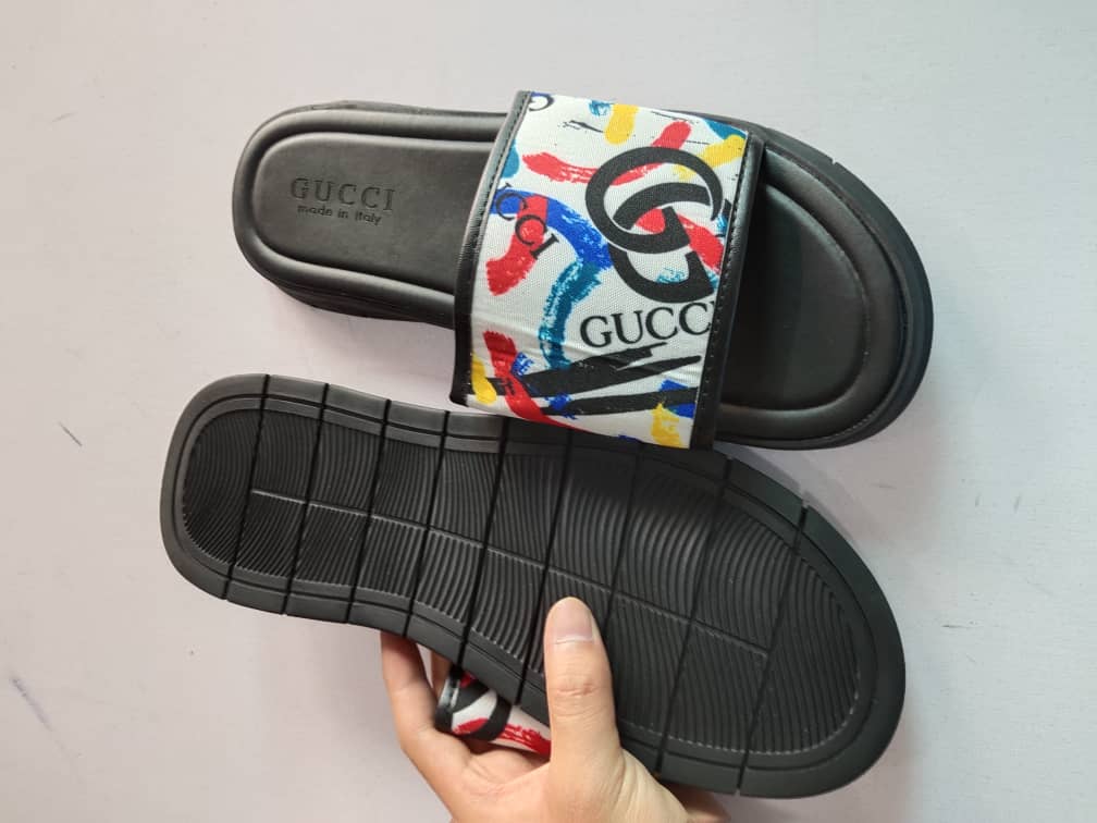 gucci palm slippers white