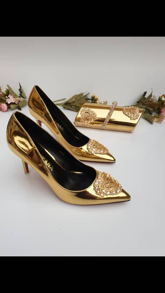 Golden Crystal Strappy High Heels
