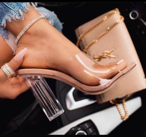 Buy Summer Sandals for Women, Transparent Thin Wine Glass Heel Color  Blocking High Heels Stiletto Slip on Mules Shoes Online at desertcartINDIA