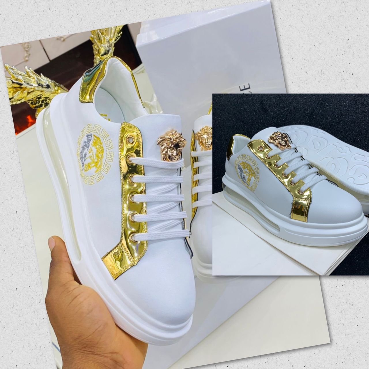 Mens yellow hot sale designer sneakers