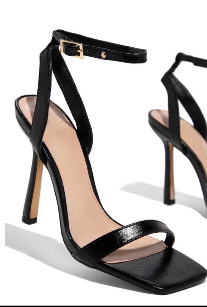 Buy shoexpress Womens Textured Ankle Strap Sandals with Stiletto Heels and  Chain Accent, Black, 4 at Amazon.in