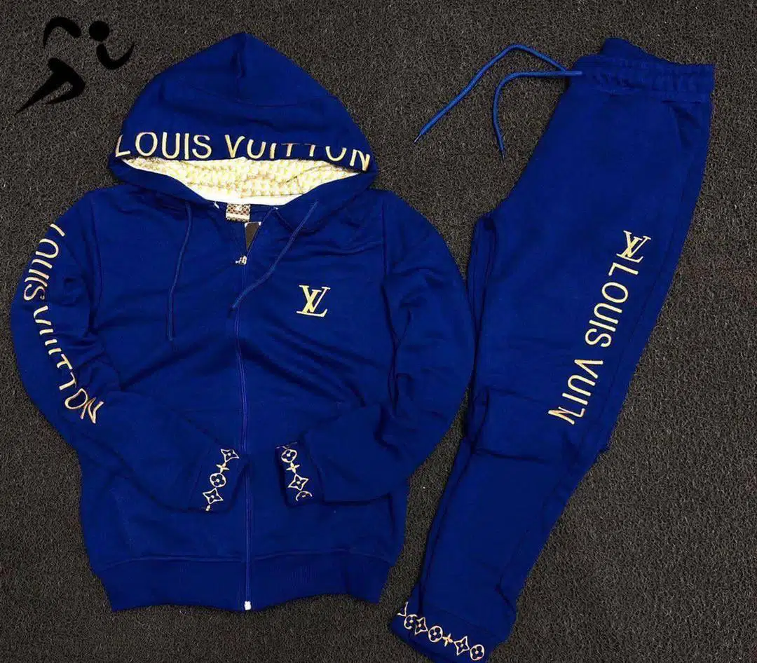 Fashion Womens 2 Pc Tracksuit Hooded Zip Jacket & Joggers LV