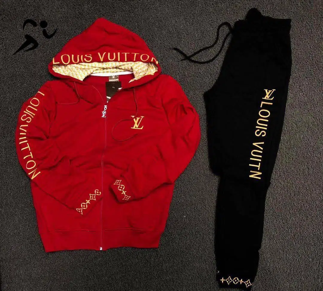 Fashion Womens 2 Pc Tracksuit Hooded Zip Jacket & Joggers LV